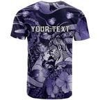 Personalised Maori Romantic Valentine T Shirt The Hongi Kiss Purple Galaxy