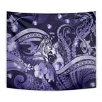 Maori Romantic Valentine Tapestry The Hongi Kiss Purple Galaxy