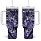 Personalised Maori Romantic Valentine Tumbler With Handle The Hongi Kiss Purple Galaxy