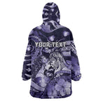 Personalised Maori Romantic Valentine Wearable Blanket Hoodie The Hongi Kiss Purple Galaxy
