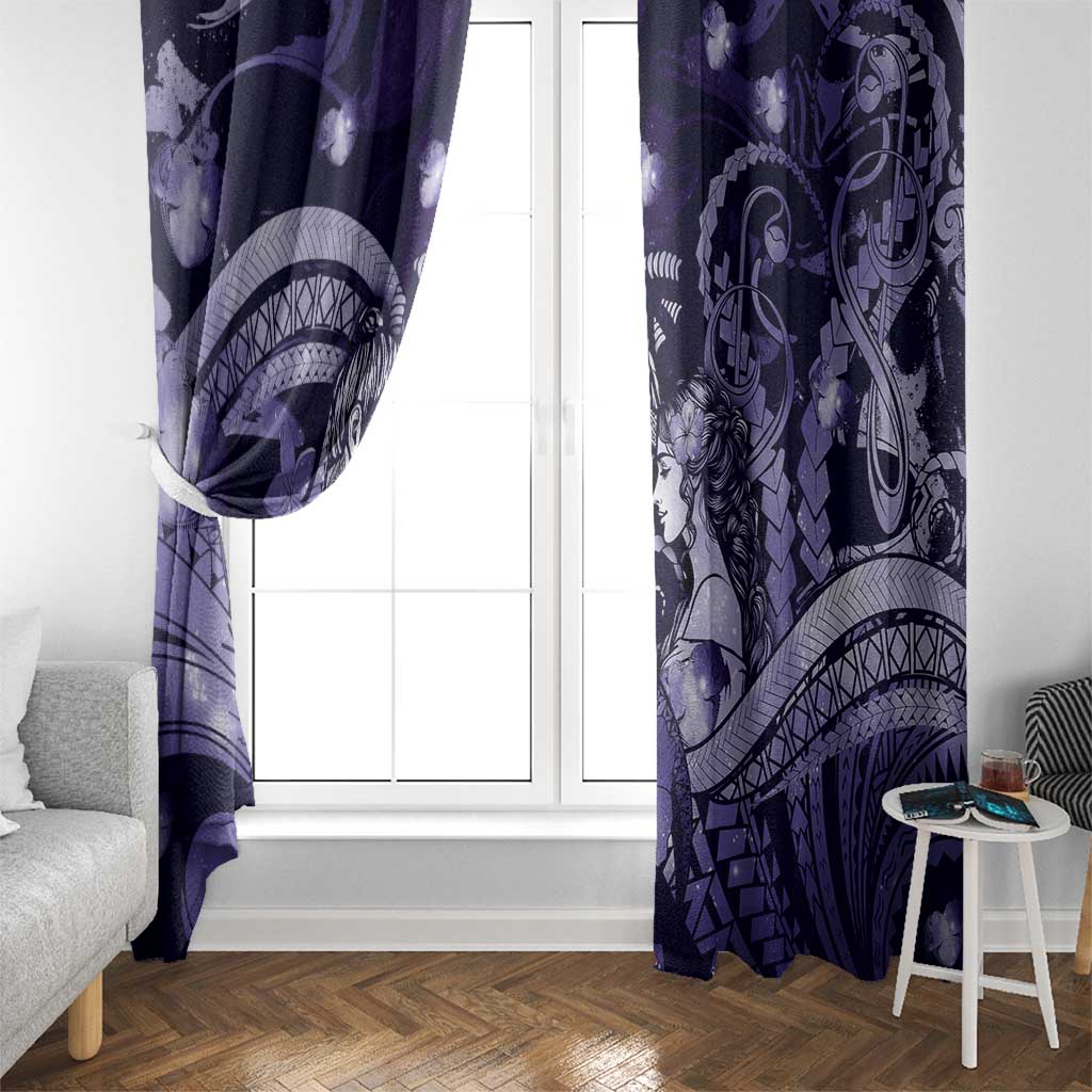 Maori Romantic Valentine Window Curtain The Hongi Kiss Purple Galaxy