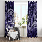 Maori Romantic Valentine Window Curtain The Hongi Kiss Purple Galaxy