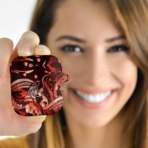 Maori Romantic Valentine AirPods Case The Hongi Kiss Red Galaxy