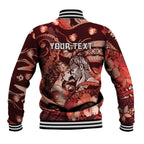 Personalised Maori Romantic Valentine Baseball Jacket The Hongi Kiss Red Galaxy