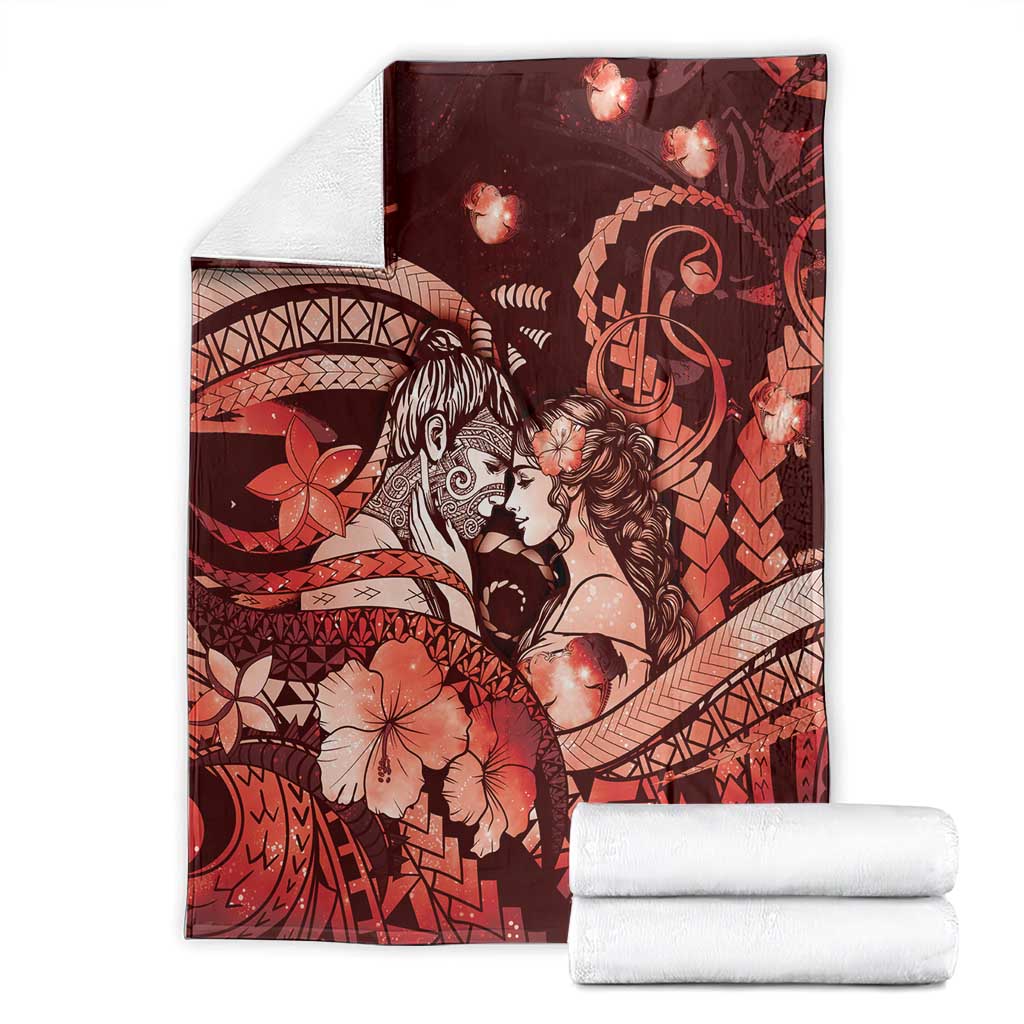 Maori Romantic Valentine Blanket The Hongi Kiss Red Galaxy