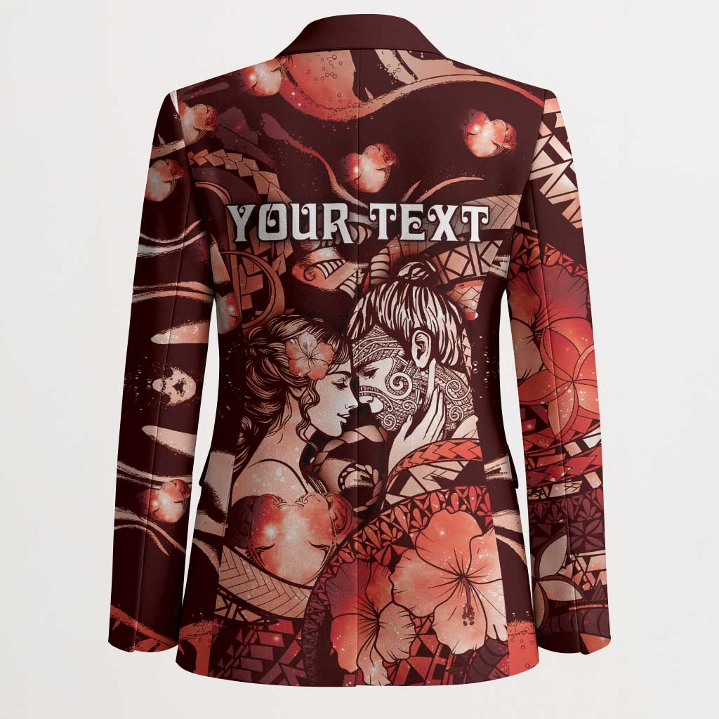 Personalised Maori Romantic Valentine Blazer The Hongi Kiss Red Galaxy