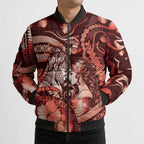 Personalised Maori Romantic Valentine Bomber Puffer Jacket The Hongi Kiss Red Galaxy