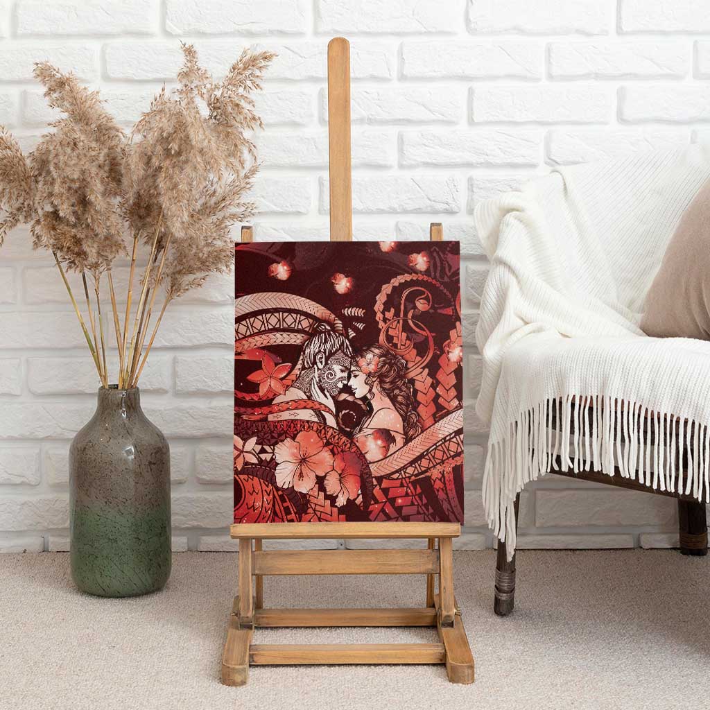 Maori Romantic Valentine Canvas Wall Art The Hongi Kiss Red Galaxy