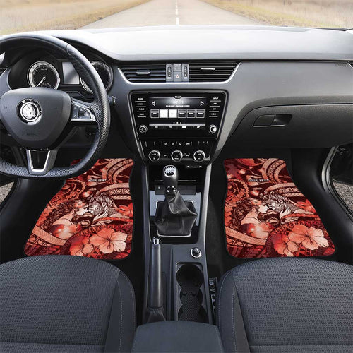 Personalised Maori Romantic Valentine Car Mats The Hongi Kiss Red Galaxy