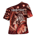 Personalised Maori Romantic Valentine Cross Shoulder Shirt The Hongi Kiss Red Galaxy