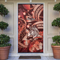 Personalised Maori Romantic Valentine Door Cover The Hongi Kiss Red Galaxy