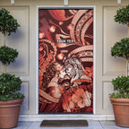 Personalised Maori Romantic Valentine Door Cover The Hongi Kiss Red Galaxy