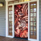 Personalised Maori Romantic Valentine Door Cover The Hongi Kiss Red Galaxy