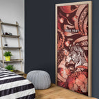 Personalised Maori Romantic Valentine Door Cover The Hongi Kiss Red Galaxy