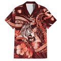 Personalised Maori Romantic Valentine Family Matching Long Sleeve Bodycon Dress and Hawaiian Shirt The Hongi Kiss Red Galaxy