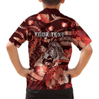 Personalised Maori Romantic Valentine Family Matching Short Sleeve Bodycon Dress and Hawaiian Shirt The Hongi Kiss Red Galaxy