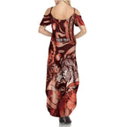 Personalised Maori Romantic Valentine Family Matching Summer Maxi Dress and Hawaiian Shirt The Hongi Kiss Red Galaxy