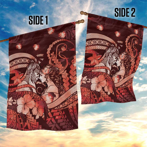 Maori Romantic Valentine Garden Flag The Hongi Kiss Red Galaxy
