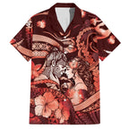 Personalised Maori Romantic Valentine Hawaiian Shirt The Hongi Kiss Red Galaxy