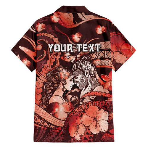 Personalised Maori Romantic Valentine Hawaiian Shirt The Hongi Kiss Red Galaxy