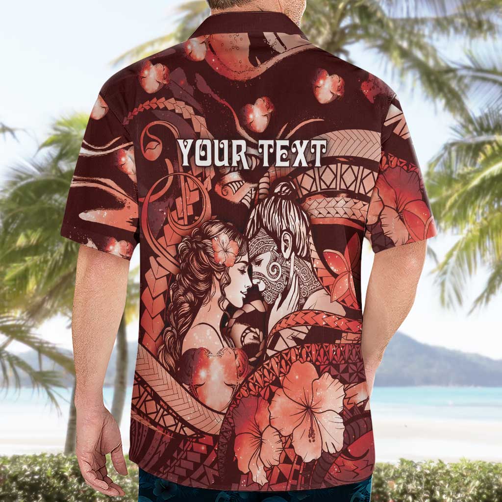 Personalised Maori Romantic Valentine Hawaiian Shirt The Hongi Kiss Red Galaxy