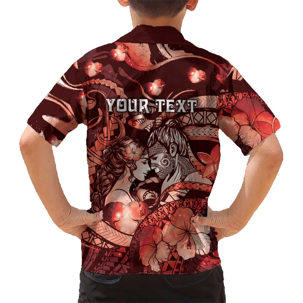 Personalised Maori Romantic Valentine Hawaiian Shirt The Hongi Kiss Red Galaxy