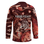 Personalised Maori Romantic Valentine Hockey Jersey The Hongi Kiss Red Galaxy