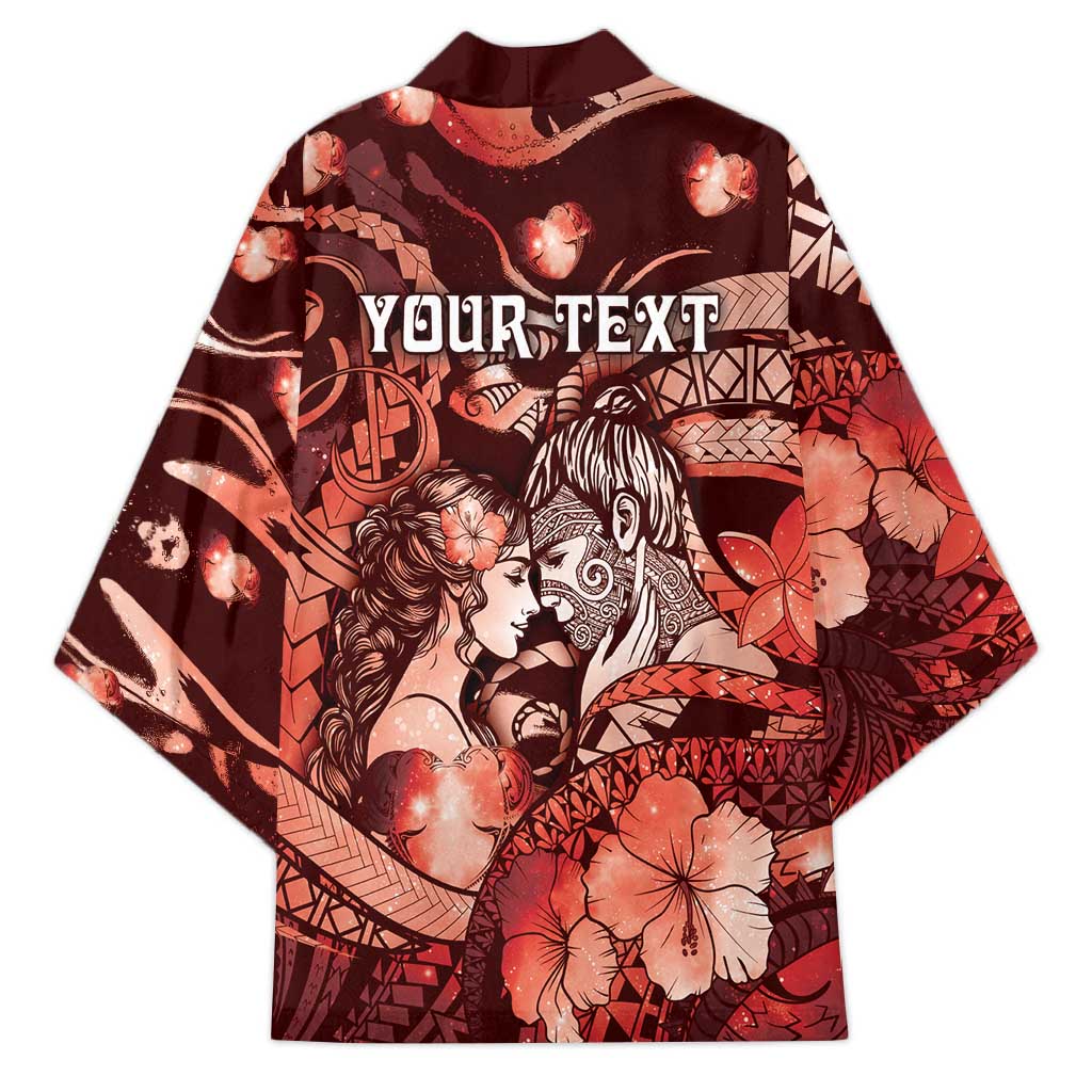 Personalised Maori Romantic Valentine Kimono The Hongi Kiss Red Galaxy