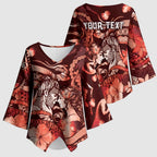 Personalised Maori Romantic Valentine Kimono Sleeve Blouse The Hongi Kiss Red Galaxy