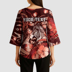 Personalised Maori Romantic Valentine Kimono Sleeve Blouse The Hongi Kiss Red Galaxy