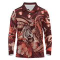 Personalised Maori Romantic Valentine Long Sleeve Polo Shirt The Hongi Kiss Red Galaxy