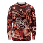 Personalised Maori Romantic Valentine Long Sleeve Shirt The Hongi Kiss Red Galaxy