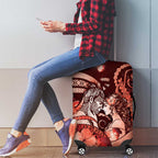 Maori Romantic Valentine Luggage Cover The Hongi Kiss Red Galaxy