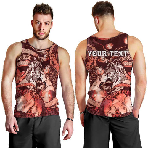 Personalised Maori Romantic Valentine Men Tank Top The Hongi Kiss Red Galaxy