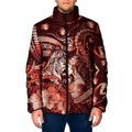 Personalised Maori Romantic Valentine Padded Jacket The Hongi Kiss Red Galaxy