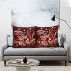 Maori Romantic Valentine Pillow Cover The Hongi Kiss Red Galaxy