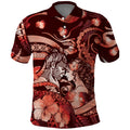 Personalised Maori Romantic Valentine Polo Shirt The Hongi Kiss Red Galaxy