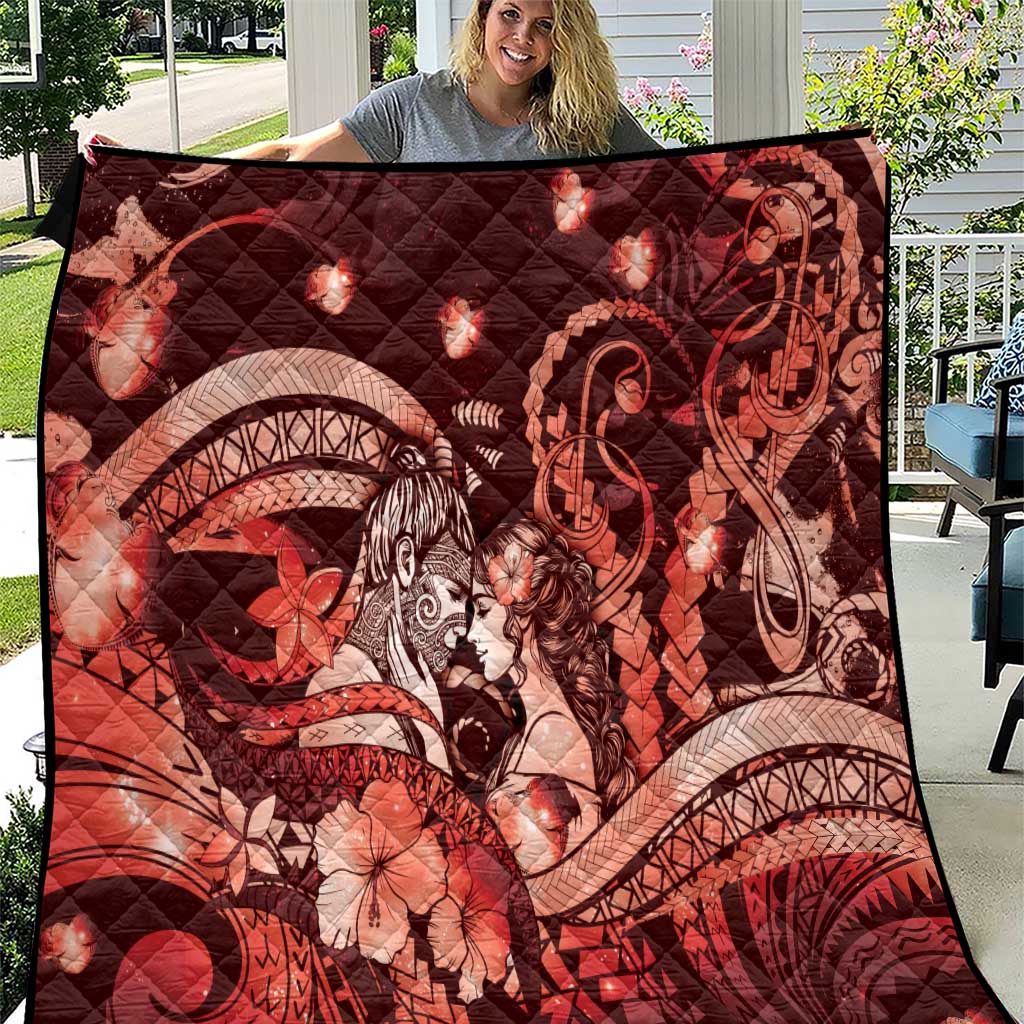 Maori Romantic Valentine Quilt The Hongi Kiss Red Galaxy
