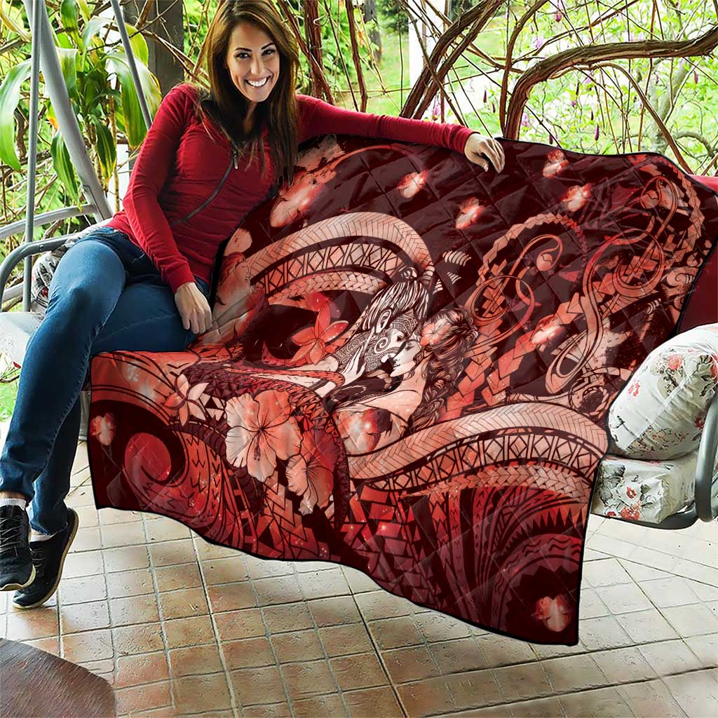 Maori Romantic Valentine Quilt The Hongi Kiss Red Galaxy