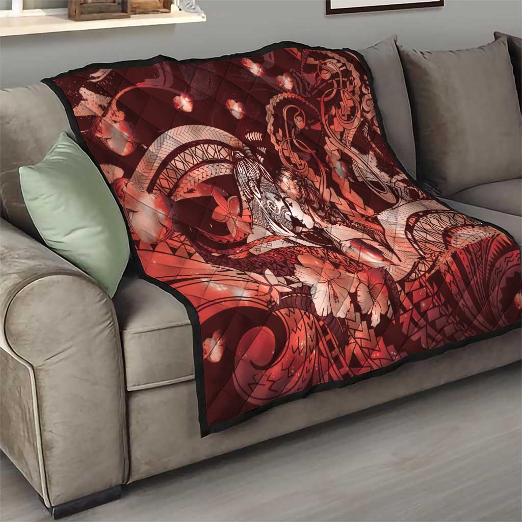 Maori Romantic Valentine Quilt The Hongi Kiss Red Galaxy