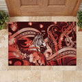 Maori Romantic Valentine Rubber Doormat The Hongi Kiss Red Galaxy