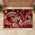 Maori Romantic Valentine Rubber Doormat The Hongi Kiss Red Galaxy