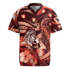 Personalised Maori Romantic Valentine Rugby Jersey The Hongi Kiss Red Galaxy