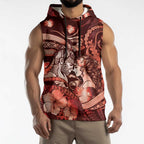 Personalised Maori Romantic Valentine Sleeveless Hoodie The Hongi Kiss Red Galaxy