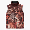 Personalised Maori Romantic Valentine Sleeveless Puffer Jacket The Hongi Kiss Red Galaxy