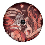 Maori Romantic Valentine Spare Tire Cover The Hongi Kiss Red Galaxy