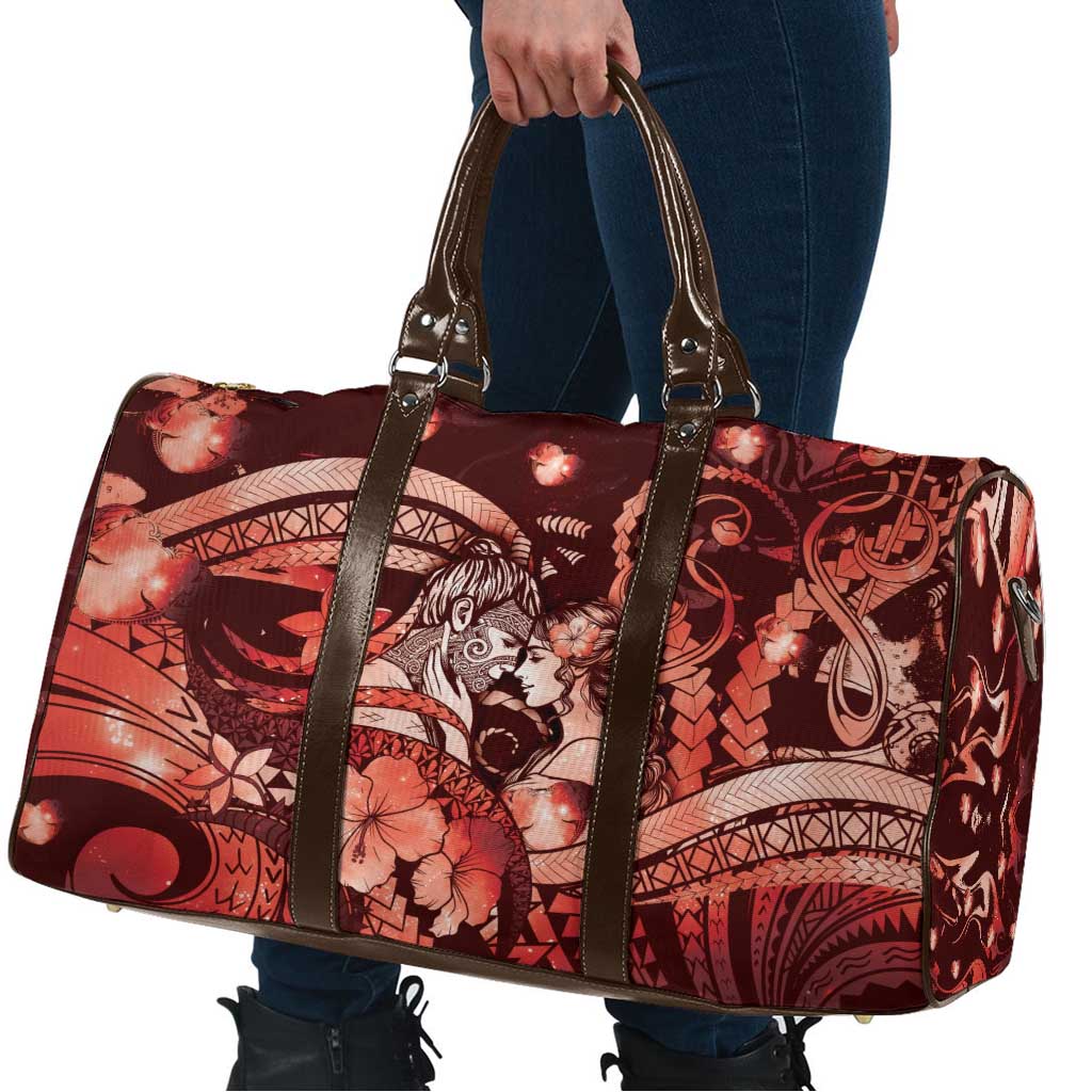 Maori Romantic Valentine Travel Bag The Hongi Kiss Red Galaxy