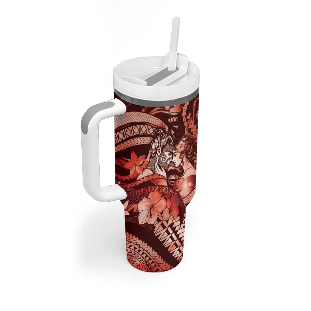 Personalised Maori Romantic Valentine Tumbler With Handle The Hongi Kiss Red Galaxy