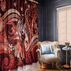 Maori Romantic Valentine Window Curtain The Hongi Kiss Red Galaxy