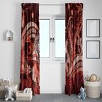Maori Romantic Valentine Window Curtain The Hongi Kiss Red Galaxy